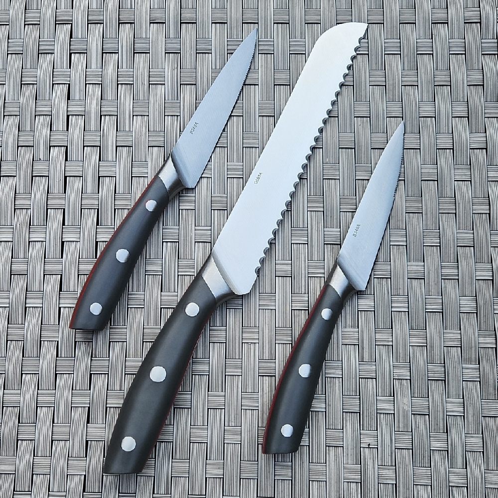 Master Chef  3 Pc Set Elegant Black Knife Set with Stainless Steel Blades